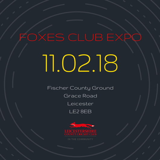 leicscricketfdn's tweet photo. UPCOMING EVENT | FOXES CLUB EXPO
Sunday 11th February 2018
#Savethedate #ClubNetwork #ClubDevelopment https://t.co/2ws4Yme4vj