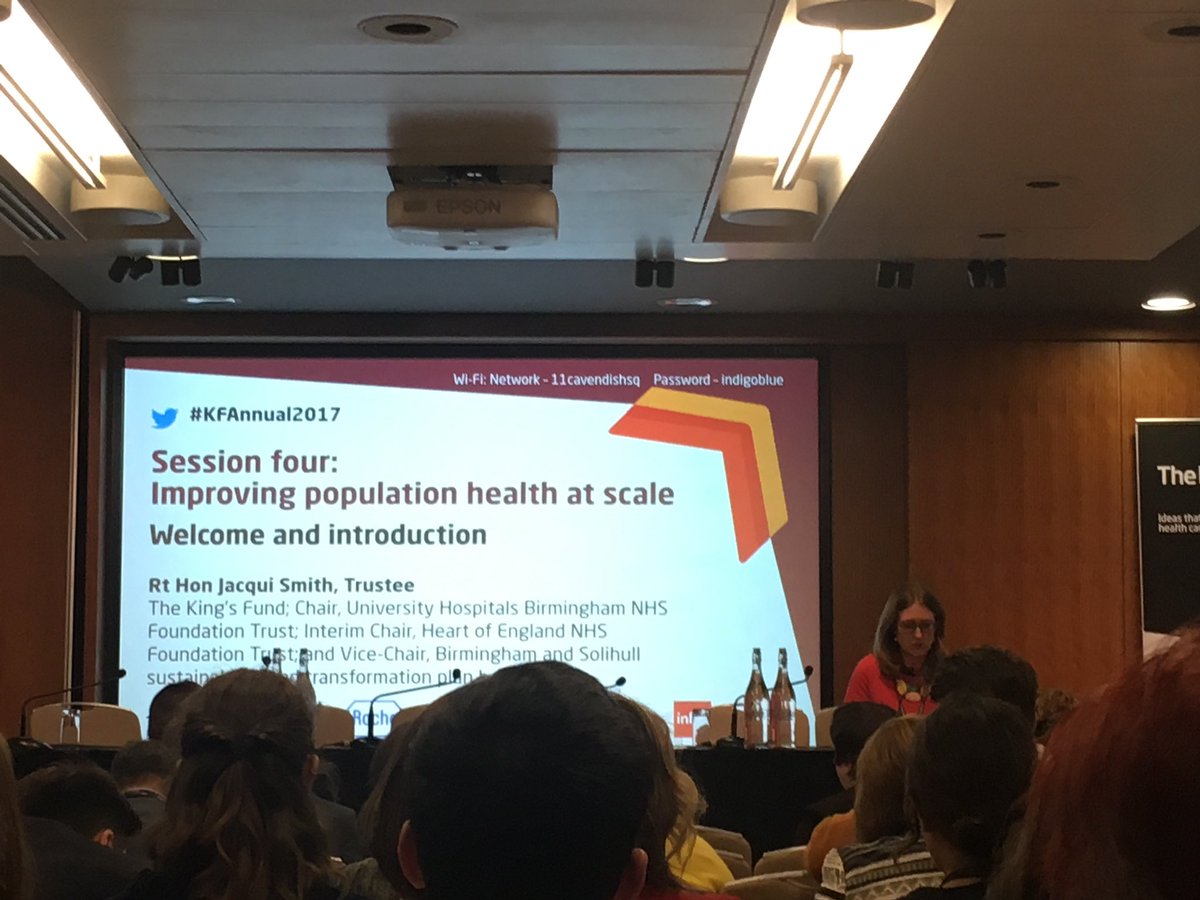 chloe_iw's tweet photo. Inspiring and thought provoking day at the #KFAnnual2017 👏🏼 discussions on the move from integrated care to pop health, IG, prevention vs treatment, determinants of health and the impact of wider communities such as arts and food. Looking forward to Day 2! https://t.co/eoGh0D2L6t