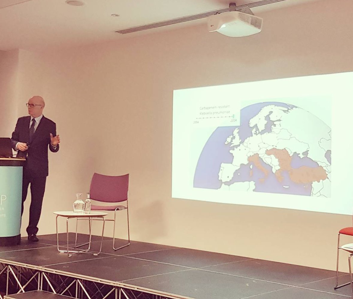 Professor Anthony Coates discussing the advancing spread of Carbapenam-resistant bacteria in Europe and the rapidly deteriorating issue of #AntibioticResistance spread more broadly. #KeepAntibioticsWorking <a href="/rethinkx/">ReThinkX</a>