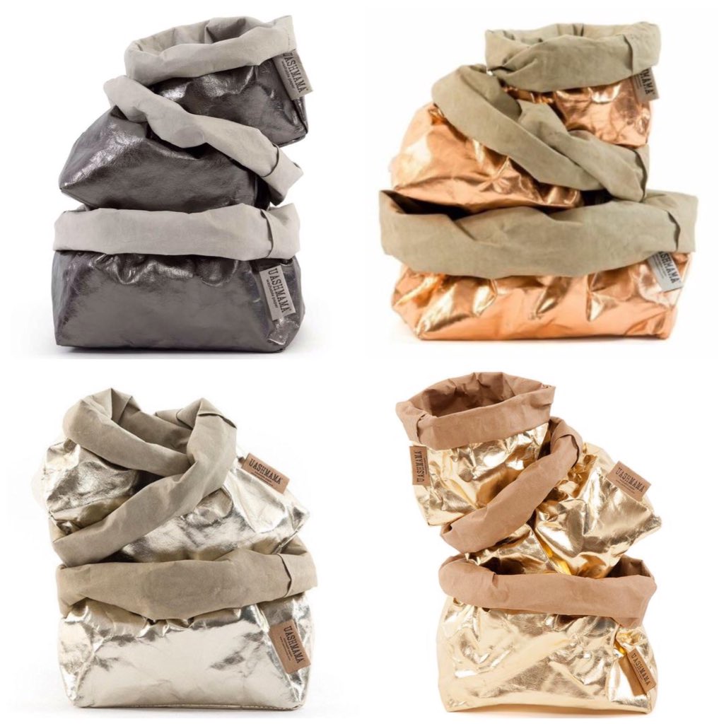 #Uashmama the chicest storage solution ever #washablepaperbag #metallic #food #plants #bathroom #home #decor #interiordesign