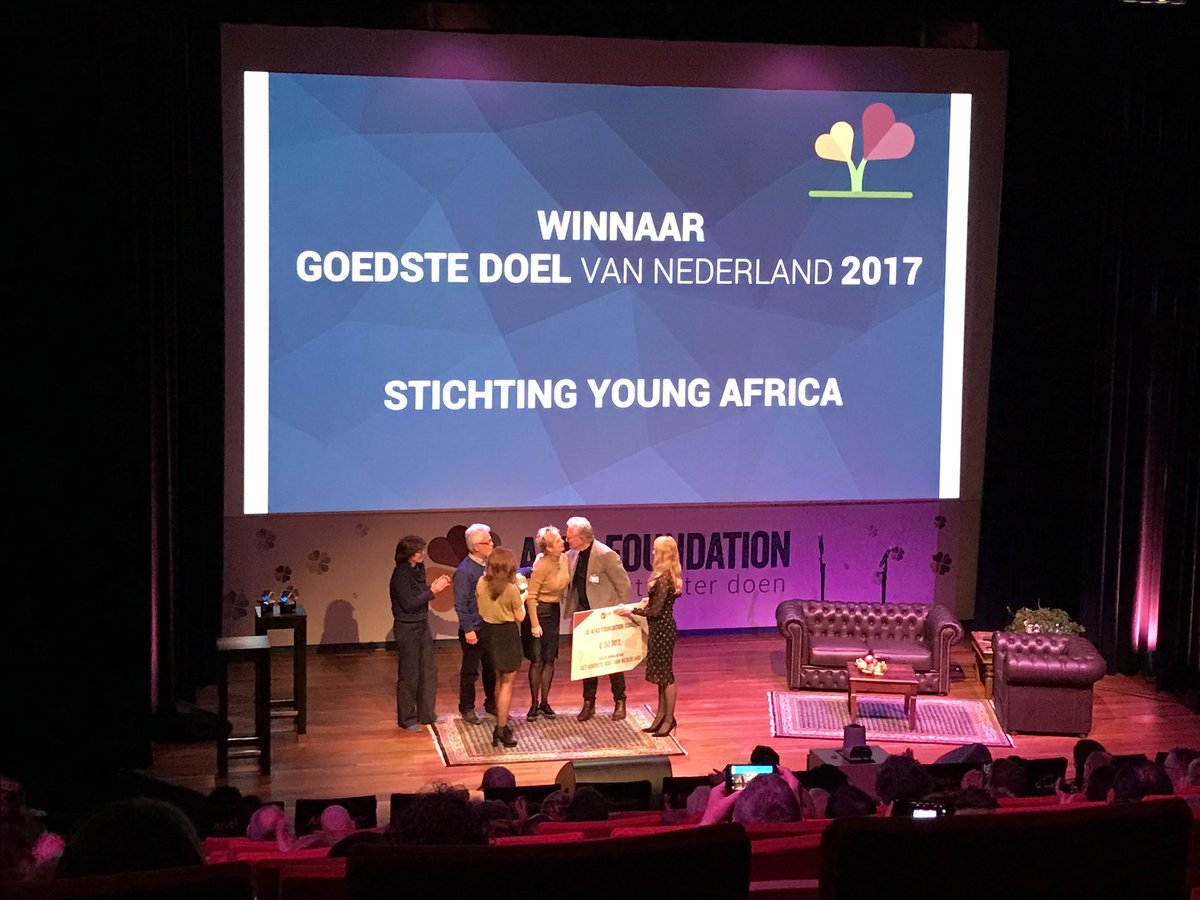 AFASFoundation's tweet photo. De winnaar van Het Goedste Doel van Nederland is bekend! Gefeliciteerd Stichting Young Africa! Wat zijn ze blij met de donatie van 50.000 euro! #goedstedoel #afasfoundation https://t.co/sgfPUiGHRQ