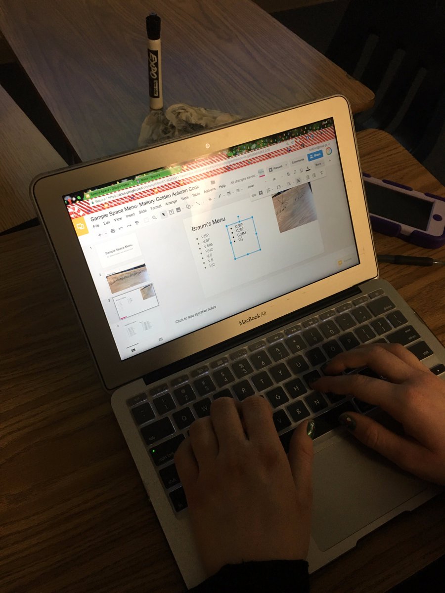 kristiguest's tweet photo. Paper and Desks and Slides...Oh My! 7th Grade Math @FSMSCubs working on sample space with restaurant menus. How and Where? You choose! #Mpowered #MISDProud @7thmathFSMS https://t.co/rOPz0AvluB