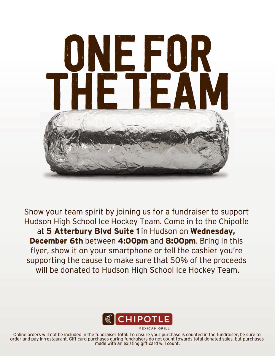 Please support the HHS Ice Hockey team Chipotle fundraiser