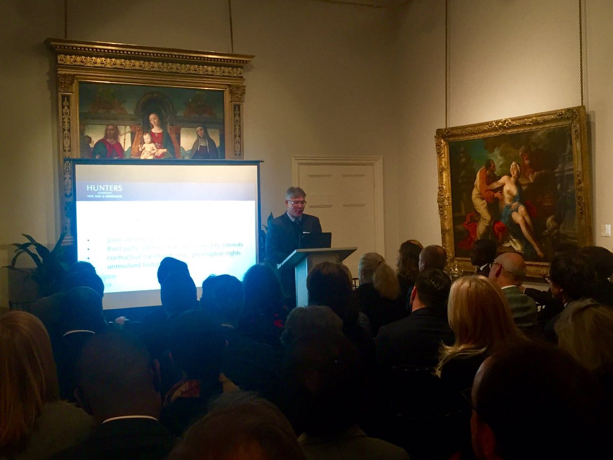 ArtResolve's tweet photo. Gregor Kleinknecht giving his top 10 tips on what to check before you buy a piece of art - is it the seller's to sell? #goodtitle #provenance #art #law @HuntersLaw @SimonCDickinson @LondonArtWeek https://t.co/XkRiAtYjHk