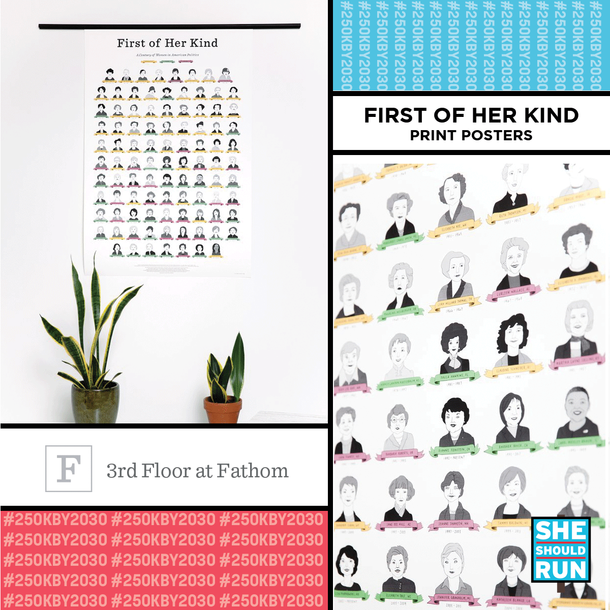 SheShouldRun's tweet photo. The First of Her Kind print is the perfect gift for your barrier breaking, #glassceiling shattering woman in your life from @fathominfo #250KBY2030 #SheShould Run Find it in our holiday gift guide: https://t.co/knZy1ylcRf https://t.co/yKdNkOjaxa