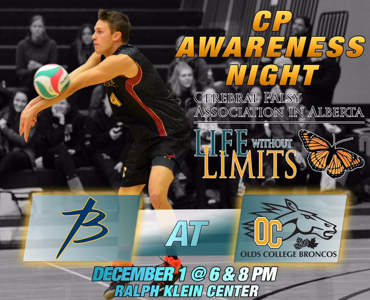 OldsBroncos's tweet photo. In case you missed it, the Broncos volleyball teams are hosting CP Awareness night this Friday evening at @OldsCollege 

We have many amazing silent auction items, a 50/50 draw and @CPAlberta will be on site to collect used clothing donations! 
@OCBroncosWVB @VolleyballAB https://t.co/wjHFHc3Il3