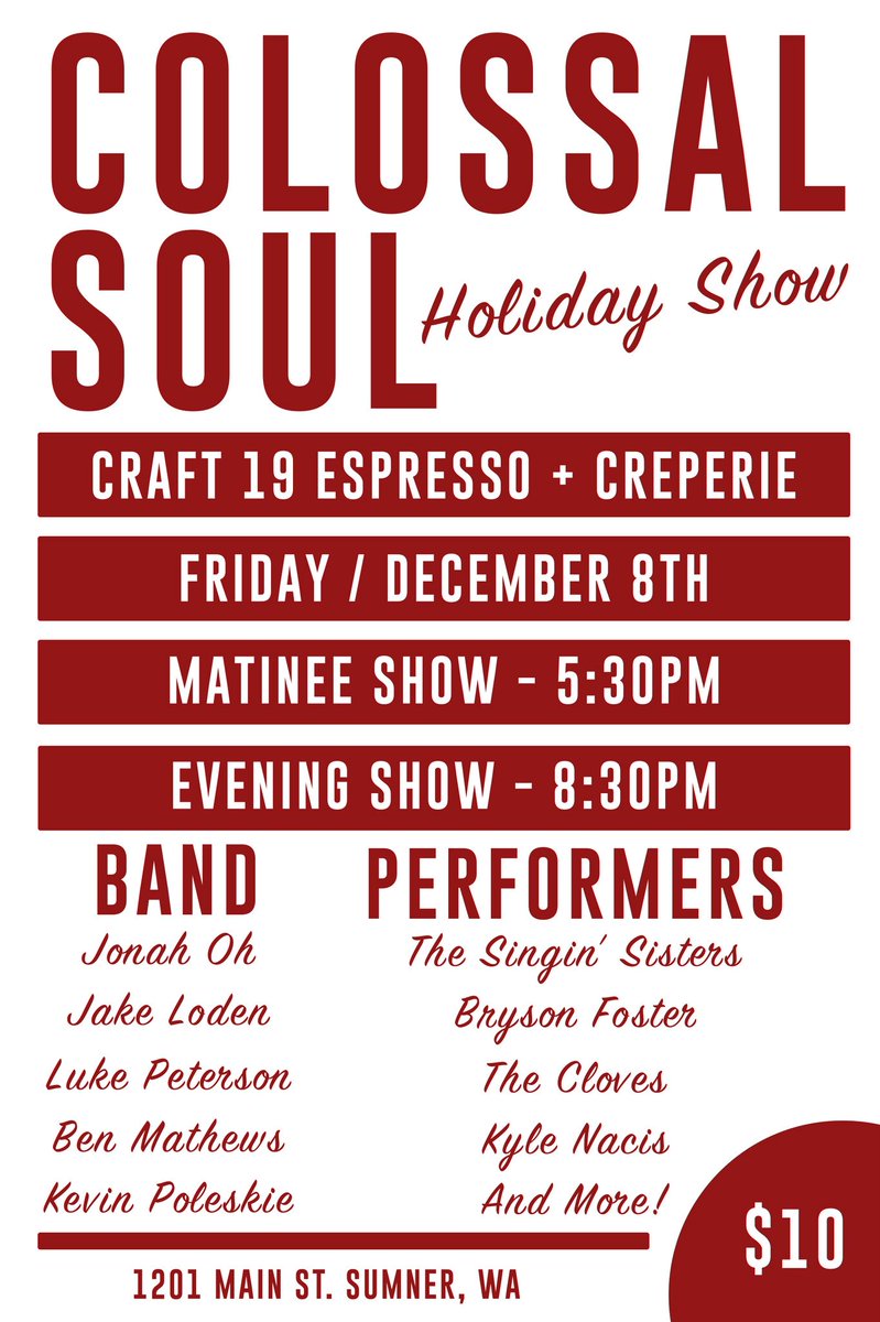 Kevin Poleskie and Michael Hochstatter of The Cloves are excited to be playing and singing at this special event again this year! Come out and join us in kicking off the holiday season with our <a href="/ColossalSoul/">Colossal Soul</a> community!