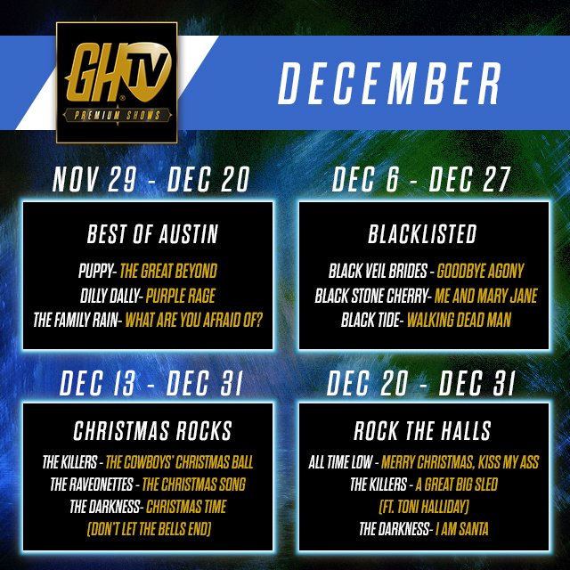 GuitarHero's tweet image. Who's ready for December?! Check out the upcoming Premium Shows starting this month in GHTV.