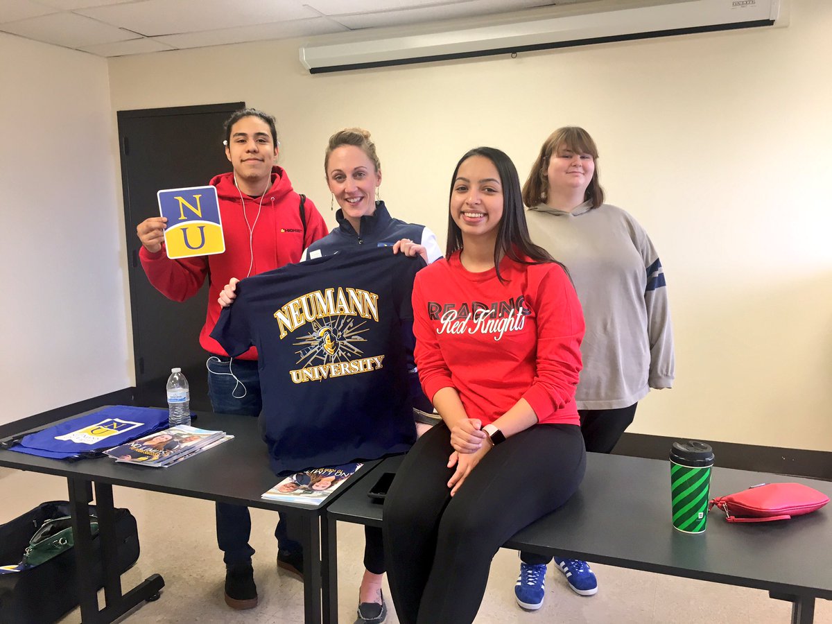 NUAdmiss's tweet photo. Red Knight to #NeuKnight Recruitment Day!
Megan visited #ReadingHighSchool today, along with Reading alum and current Neumann student, Alex Martinez! What a great group! We hope to see you on campus soon! https://t.co/mRmnxWe5cw