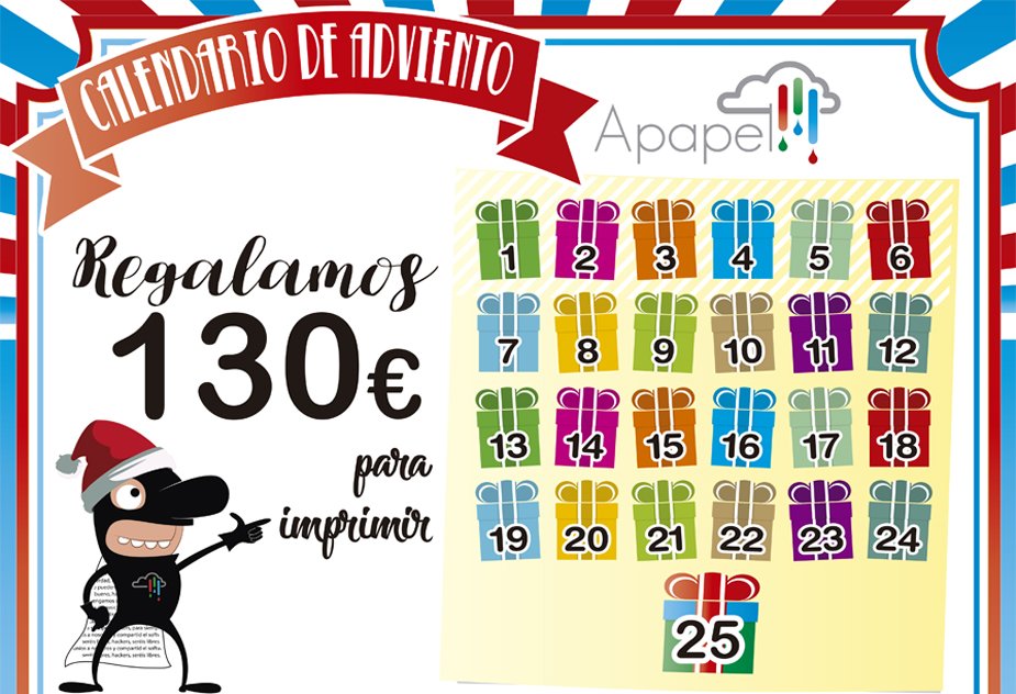apapel_es's tweet photo. ¡Nos hemos vuelto locos! En Apapel hemos creado nuestro propio calendario de adviento para regalaros cada día de diciembre un código de 5 €.
Sólo tienes que estar atento a nuestro Facebook y Twitter, y ser el más rápido en canjearlo en nuestra web. https://t.co/cKLrSx0Fug