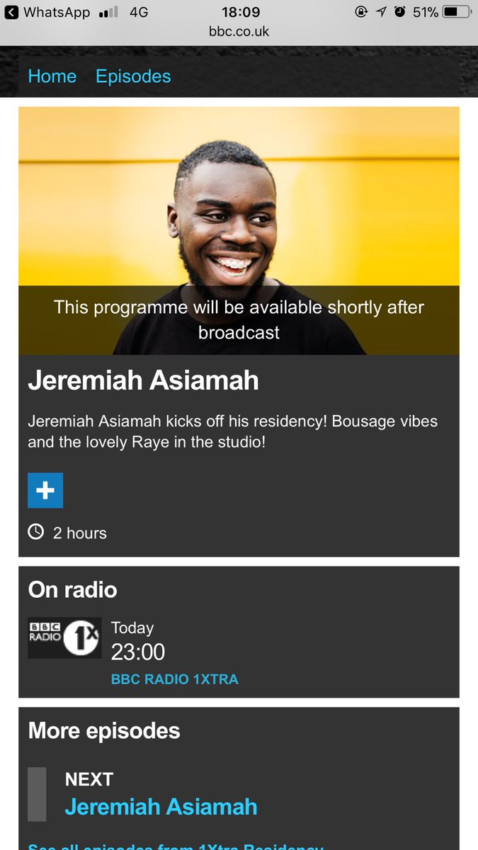 Then into <a href="/bbcxtra/">BBC Xtra</a> at 11PM. <a href="/JeremiahAsiamah/">Jeremiah Asiamah</a> would be LIVE