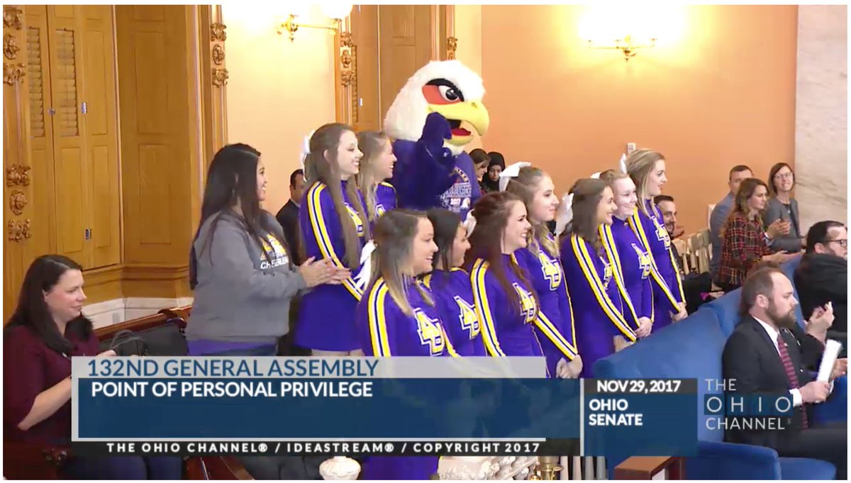 Roger_Beckett's tweet photo. Ohio Senate President @LarryObhof recognizing @Ashland_Univ's Tuffy and the AU Cheerleaders in the Ohio Senate today. https://t.co/skgSU1Ig7W