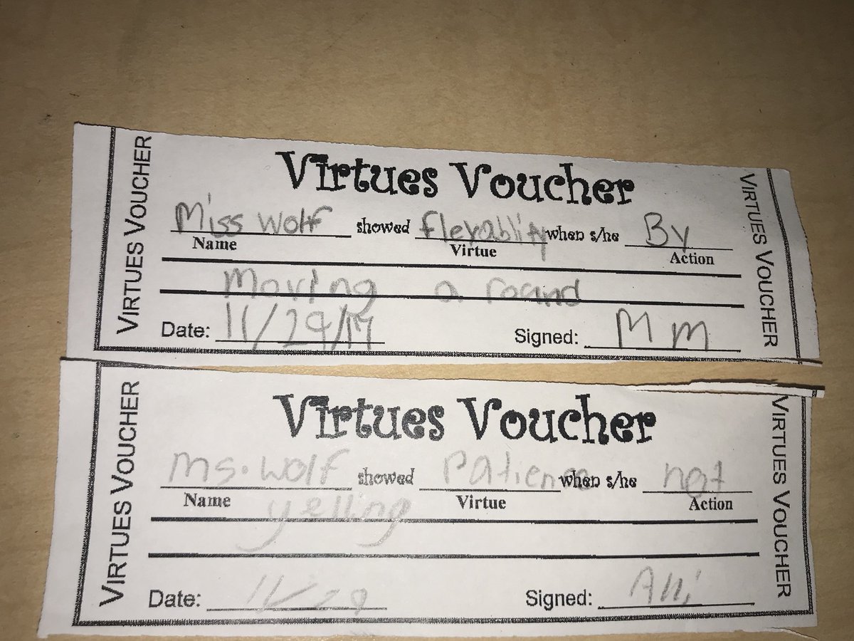MrsWolf15's tweet photo. @GlyndonES Ss share virtue vouchers with me! #virtues #whyitech #bethechange @Robinson2Tracy @mordakowski https://t.co/b2T3yczyGU