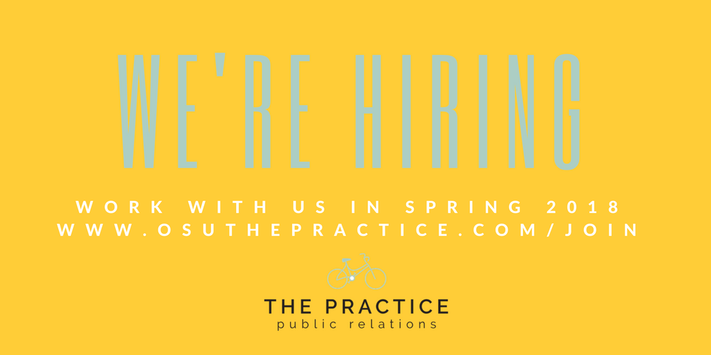 OSUPRactice's tweet photo. The PRactice is hiring! We are looking for OSU students interested being Account Associates for the spring semester.  Application and all details will go live Friday, Dec 1. DM us with any questions! https://t.co/NtbpTZZsug