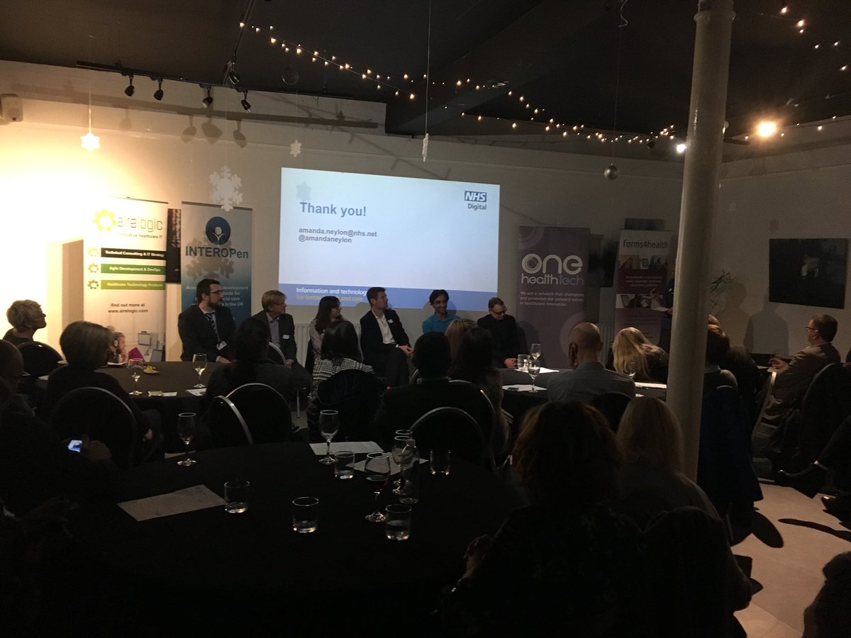 One_HealthTech's tweet photo. @Beverley_Bryant asking the panel how would they explain interoperability to their kids to get them excited about the topic. Very curious about the answers! #OHT17 https://t.co/aLuYZ26IpA