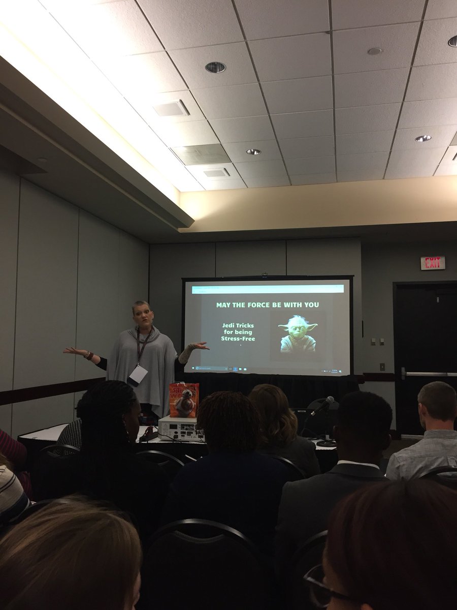 KimClawsonAP's tweet photo. Practiced my Jedi Skills with @CounselorHappy today! 🌱 #GAPBS2017 #EngagementEncounters https://t.co/LIlJLBiihI