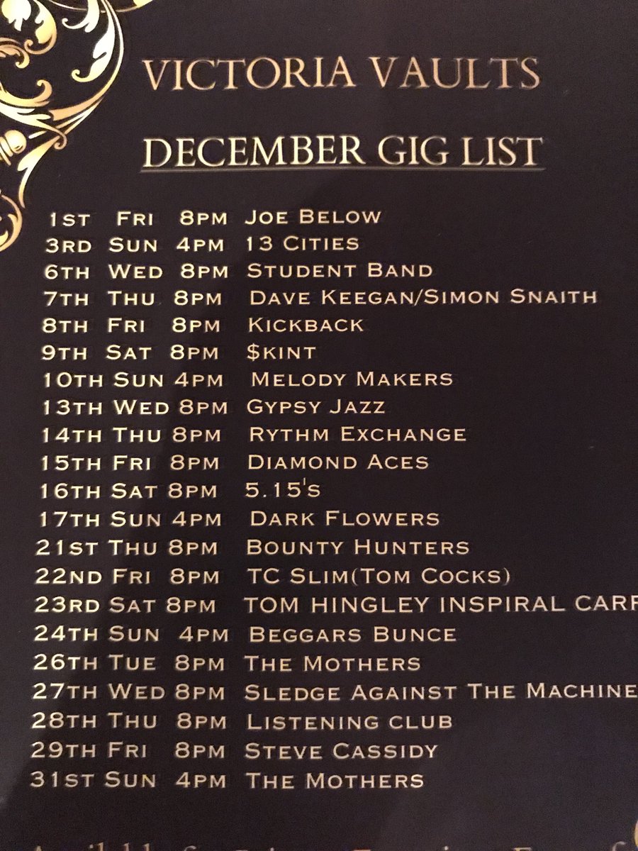 Our December gig list! Come and join the fun.. @York_Gigs <a href="/york_pm/">YORKpm</a> <a href="/york_calling/">York Calling</a>