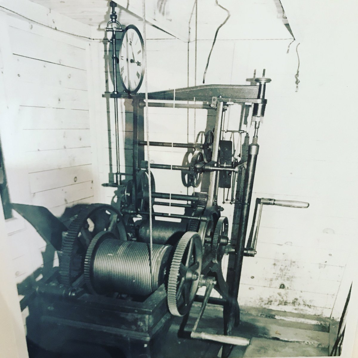 GlassStickBrick's tweet photo. Do you know about our historic clock? We still wind it each week, although it’s easier than it used to be.#glasssticksandbricks #manisteeucc #manistee #historicarcitecture #historicmanistee #history #nelsjohnson #oldclocks https://t.co/ECHbGzVb3t