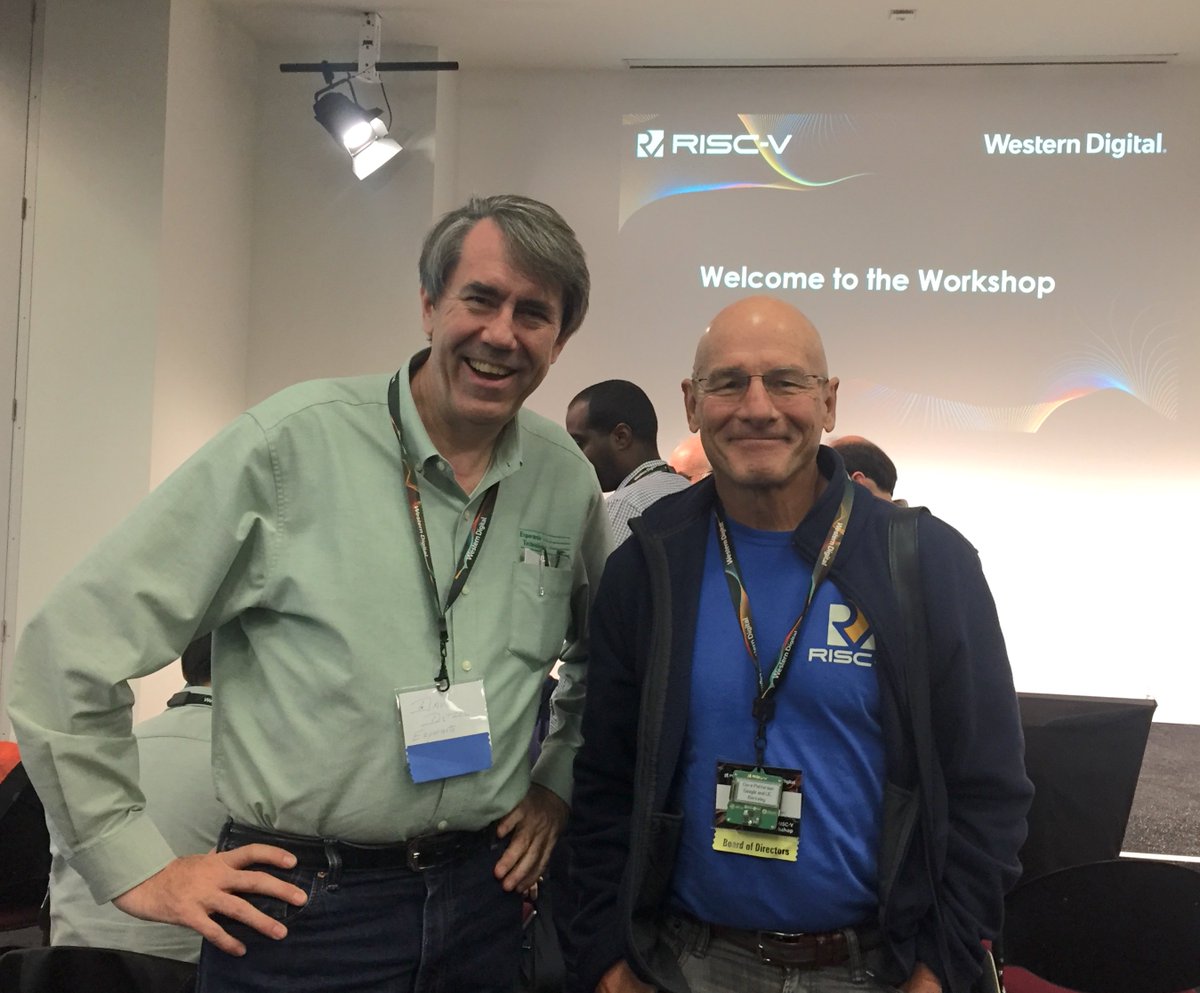 Still changing the world!  The original "Case for the Reduced Instruction Set Computer" co-authors David Patterson and Dave Ditzel back together at 7th <a href="/risc_v/">RISC-V International</a> workshop!  <a href="/EsperantoTech/">Esperanto Technologies</a>