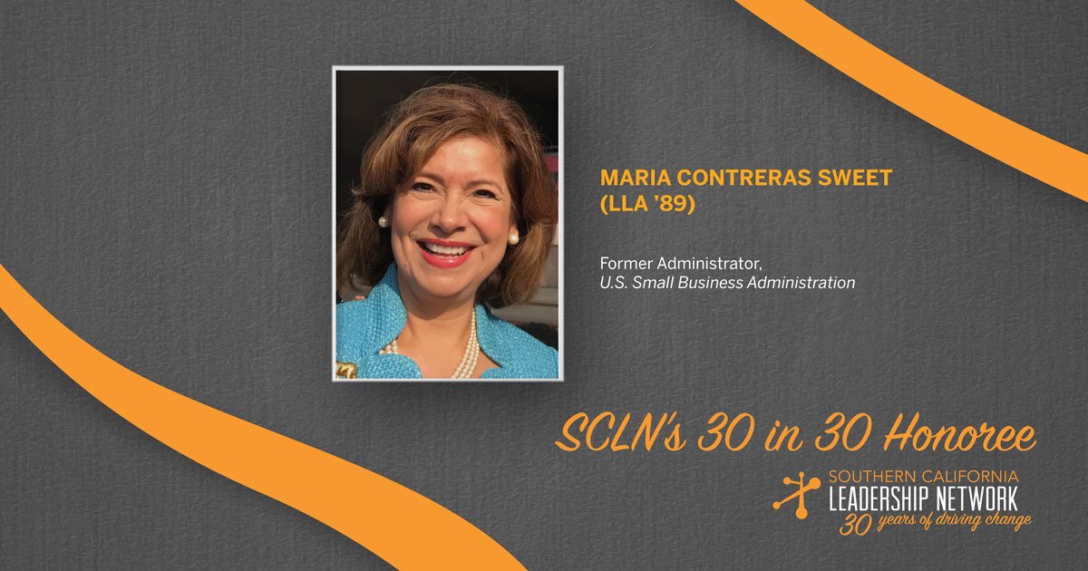 SCLN's tweet photo. @MContrerasSweet served as the 24th Administrator of the @SBAgov &amp; is one @SCLN's #30in30 honorees! Join her &amp; our other honorees at the #SCLNVisionariesAwards on Nov. 30! Continue reading: https://t.co/89TUCujr6W https://t.co/1kcneTT8ke