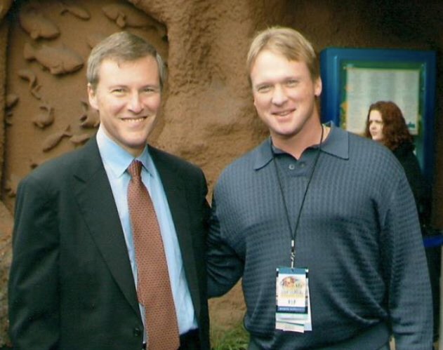 LSSBParty's tweet photo. Jon Gruden of Super Bowl Coaching and @espn Fame with @leighsteinberg at the 2004 Super Bowl Party in Houston https://t.co/ajuui4aoWh