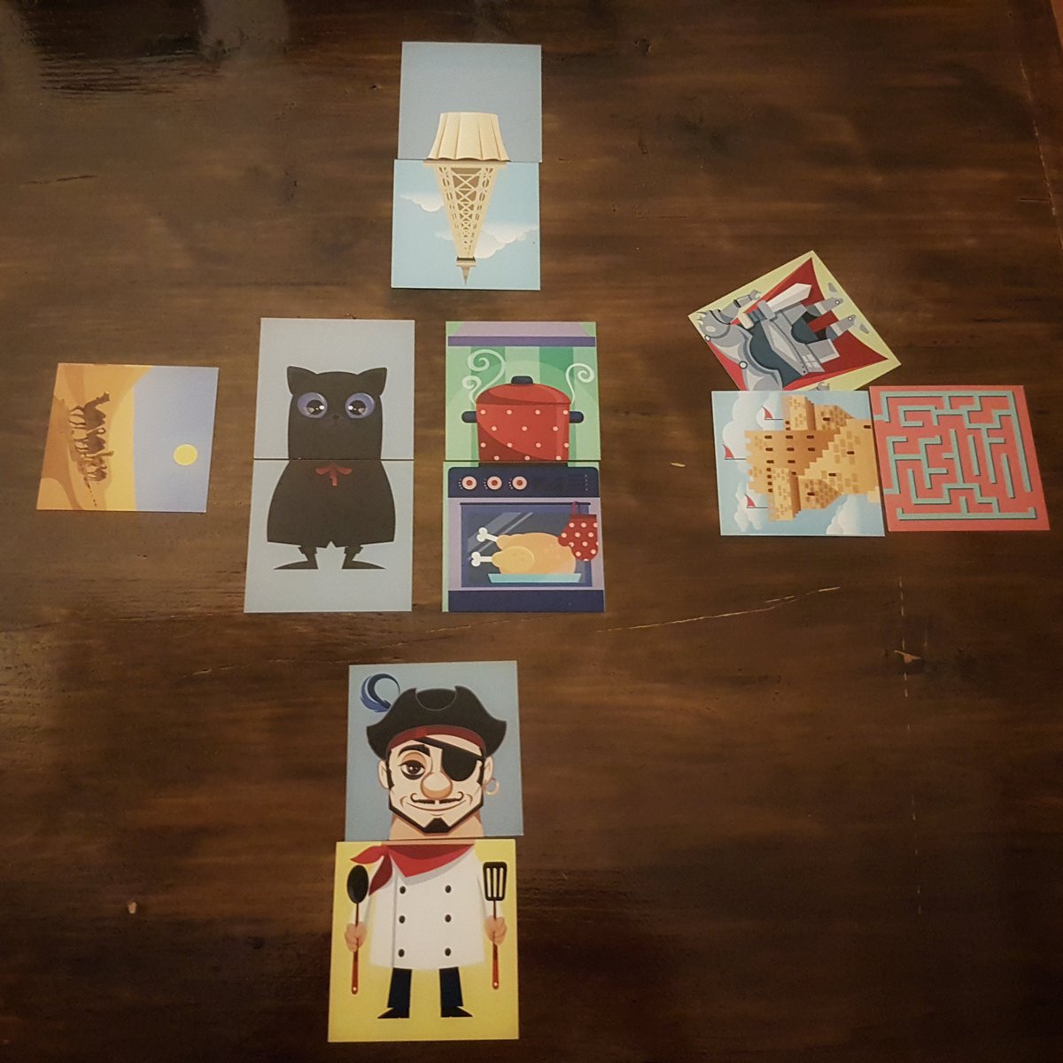 A bad cat which want to rule the world. Worn her cloak but first she went to kitchen to eat the chicken in the oven.
Please continue the story by using the cards. 
Maybe angry householder wear his special clothes and chase her or what else? goo.gl/faUBWD #kickstarter