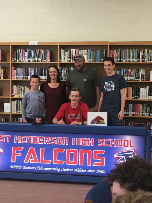 WESTHHSBASEBALL's tweet photo. Congratulations West Henderson 2017-18 Mason Lyda! Making it official today signing to continue his baseball career at CVCC! Great things ahead for you Mason. Very excited and proud of you! https://t.co/T7vyS45Q29