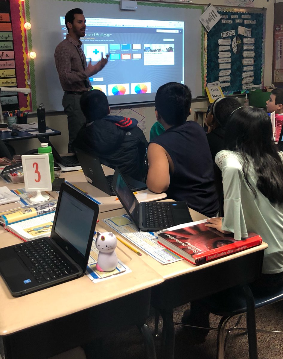 _MsPalucki's tweet photo. We love having @TechCoachTombs come to Room 204!! Thank you SO much @TechCoachTombs for coming in to show the 5th graders @DiscoveryEd! Students loved using #BoardBuilder to include facts, videos & images about the French & Indian War! #63success #SocialStuidesFun #NewTechTool 😊 https://t.co/7w73xOhApJ