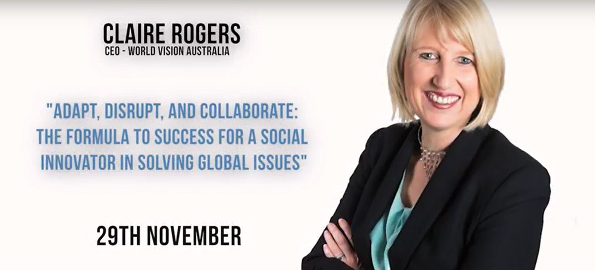 WVAnews's tweet photo. 'Adapt, Disrupt, and Collaborate' @ClaireSRogers CEO of @WorldVisionAus outlines the importance and relevance of collaboration, social media, technology and education as a means to solving global poverty issues. @InspireTalkshow https://t.co/gHjj34gCov https://t.co/IGdqGqYra4
