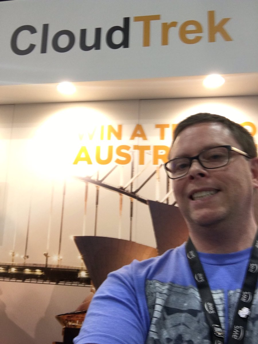 shadaddy64's tweet photo. I'm in to win a trip to Australia at #aws #reinvent. Thanks to @cloudtrekau #cloudtrek booth 933. https://t.co/3oRf8vkWae
