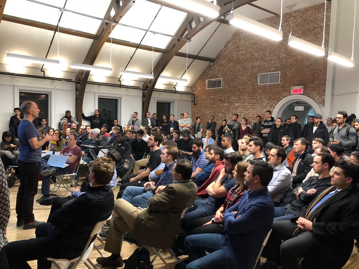 ethanwilding's tweet photo. Awesome turnout for #ethereum meetup in Montreal! Great community here.  @austinhill @Drixer @CGchenard @inovia @fredericdionne @ethereumproject @L4ventures @realventures @Blockgks https://t.co/IoNn3NcdIK