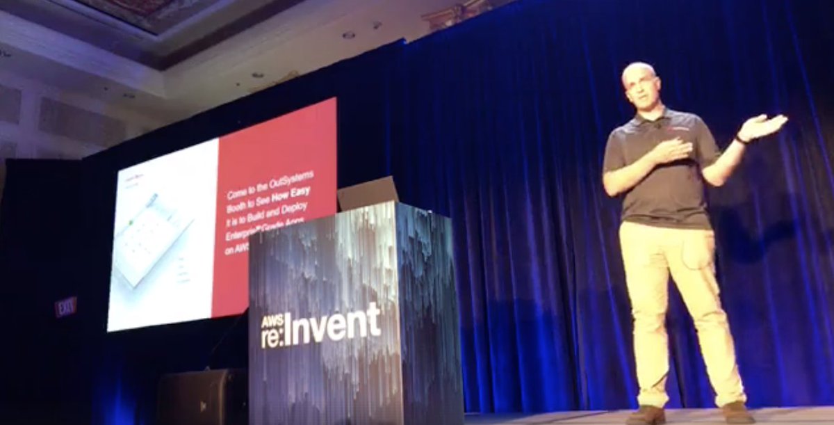 OutSystems's tweet photo. Watch our #OutSystemsLive with Hugo Fragoso at @AWSreInvent on rocking RDS on AWS. https://t.co/go4BdyKl5D … #reInvent https://t.co/dAxW51vsWR
