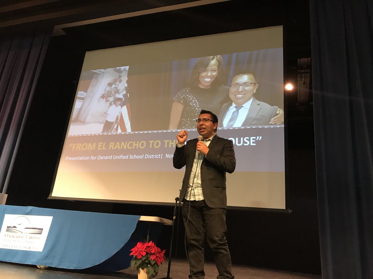 OneTeachersView's tweet photo. Keynote speaker Homero Magaña sharing his journey as an ELL. Amazing story and so engaging. #elconference @OUHSD @vcalderon1213 https://t.co/U9kPpHFIMC
