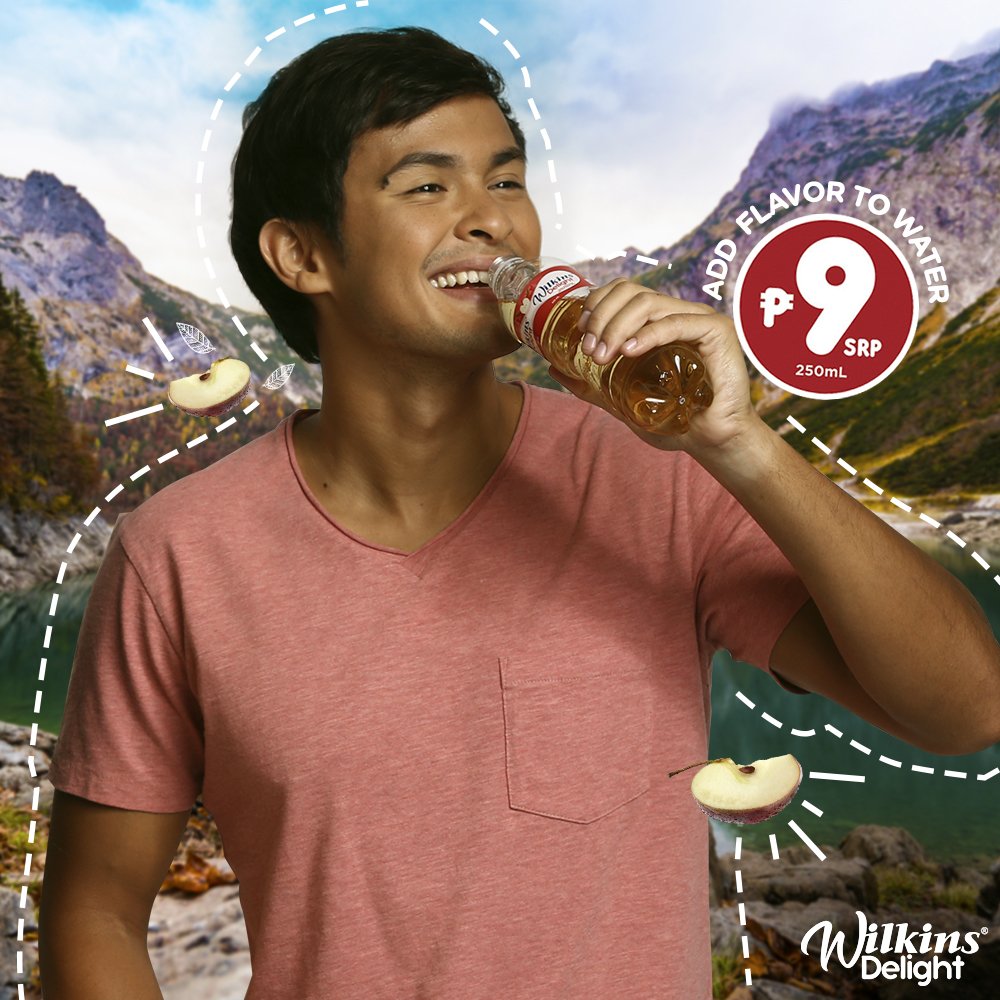 WilkinsPH's tweet photo. .@mateoguidicelli adds color to his life by going to the great outdoors! He always brings his favorite Wilkins Delight Apple 250mL to keep him refreshed. Like Matteo, add flavor to your water today for P9 SRP. #AddColorToLife https://t.co/87GIBkXvWE