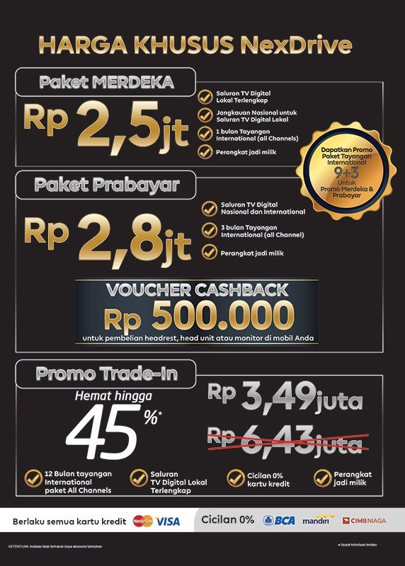 NexDriveID's tweet photo. Tukar decorder/tv tuner bekas merk apa saja milik Anda dengan STB NexDrive, Dapatkan harga khusus dengan bonus Paket All Channel selama satu tahun #NexDriveID https://t.co/KRWCBKyeuW