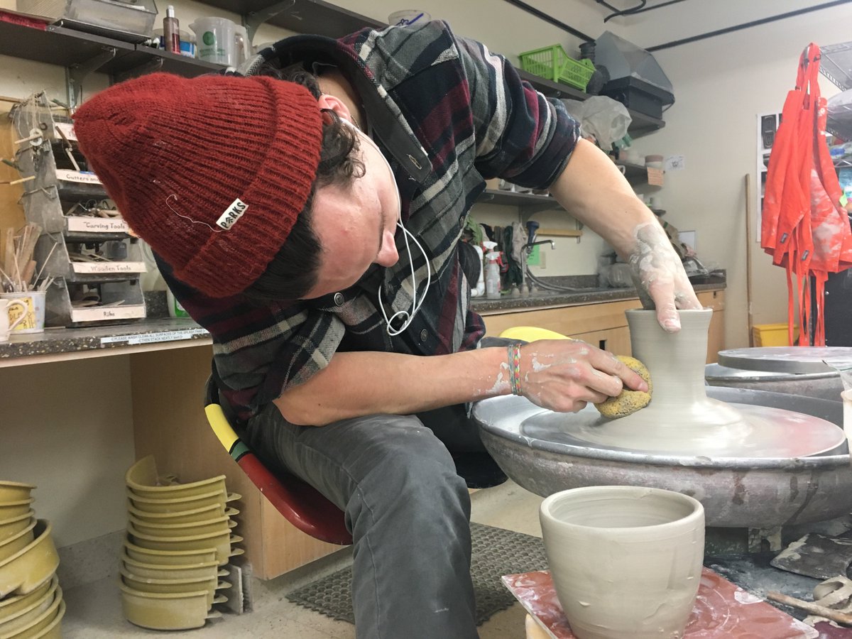 Tyler Didier, a <a href="/UWMadison/">UW–Madison</a> student, uses pottery wheels at #WheelhouseStudios to make mugs for A Just Brew, which donates their proceeds to <a href="/IJM/">International Justice Mission</a>. Wheelhouse provides students free &amp; low-cost studio space: bit.ly/2lEftKl