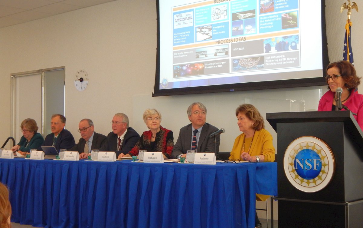NSF's tweet photo. Yesterday, NSF Director France Córdova &amp; leadership discussed NSF's 10 Big Ideas for future investment... ideas that will push forward the frontiers of U.S. science &amp; engineering research, and lead to new discoveries and innovations. https://t.co/qzWjrA8hXH
