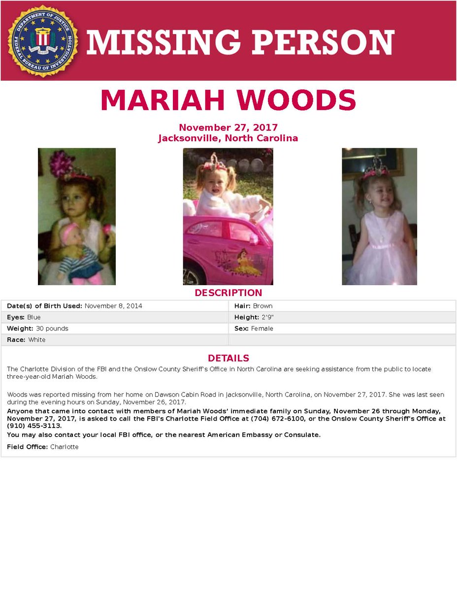 FBICharlotte's tweet photo. More than 14 local, state, &amp; federal agencies have conducted nearly 100 interviews, &amp; followed more than 140 leads. 225 investigators, agents, &amp; other law enforcement employees are working around the clock with one goal in mind, to find Mariah and bring her home safely. https://t.co/8m9MFGMa26