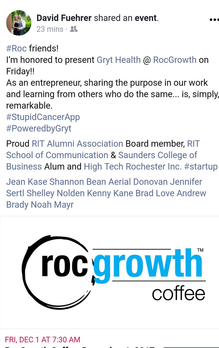 CarlsonCoWork's tweet photo. this is engagement &amp; 
community building !!!
with @DaveFuehrer @StupidCancer @GrytHealth @rocgrowth 

#rocgrowth https://t.co/2EZcjFbQdM
