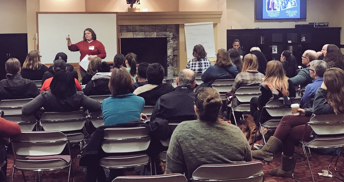 IdahoCoalition's tweet photo. @Heidi_Lehmann and @AishaBain leading “The Refugee Journey and Men” conversation. Thankful for their leadership #wechooseallofus #compcomm17 https://t.co/EdHFoL8Suq