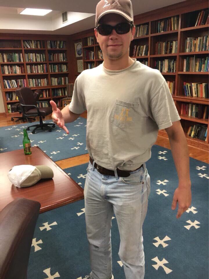 UASigmaChi's tweet photo. To round out November the Member of the Week is back and goes to Jordan Sink! Catch Sink chilling straight up in the Annex at any time! #howareyou https://t.co/R2cUCv0Jep
