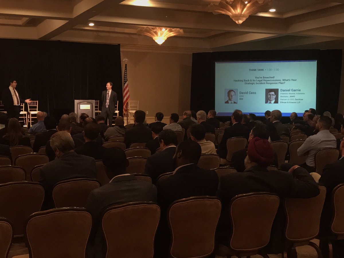 Saenz_says's tweet photo. #ThinkTank Session: You're #Breached!--#HackingBack & Its #LegalRepercussions. What's Your #Strategic #IncidentResponse #Plan? @dcass001 @DanielGarrie @CyberSummitUSA #CSSLA #InfoSec #CyberSecurity @IBMSecurity #JLCW #CyberSummit https://t.co/rchDsyH4Gw