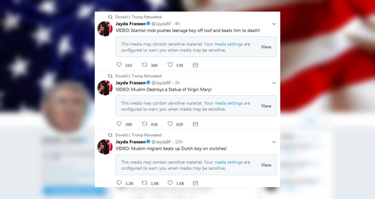 Trump retweets videos critical of Muslims ow.ly/Kduz30gU2ye https://t.co/tTmI8hhpJU