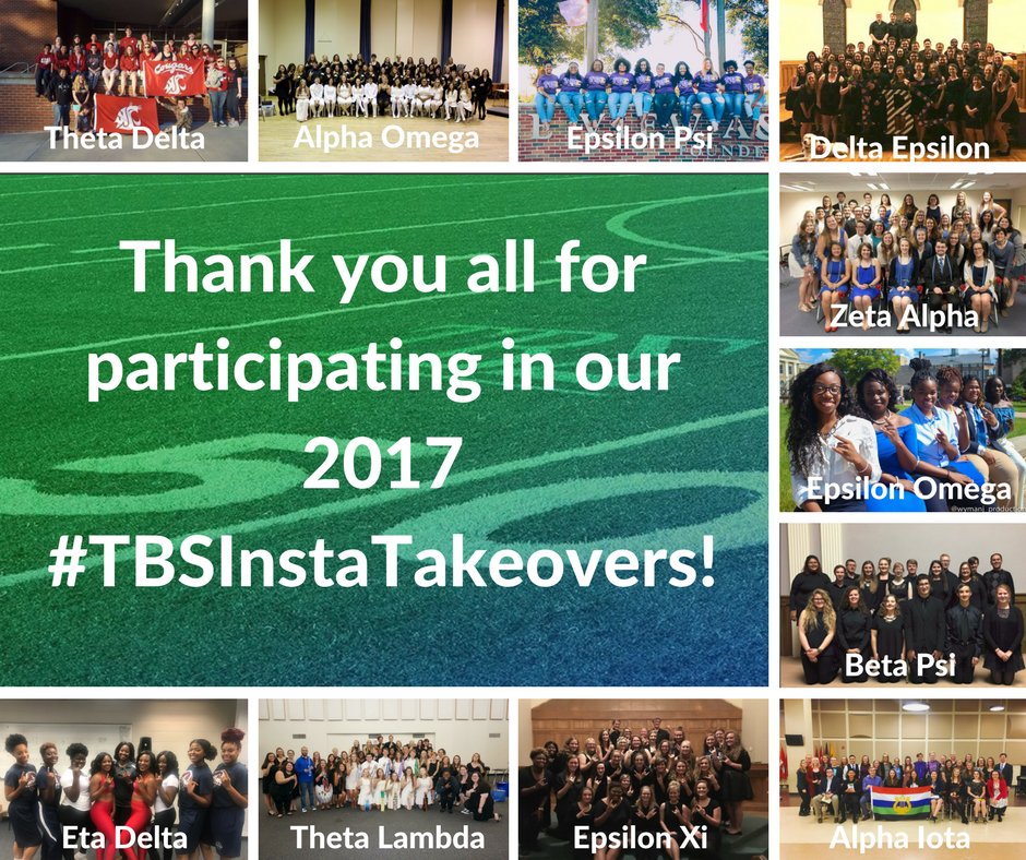 TauBetaSigma's tweet photo. Thank you to all of the chapters who participated in our TBS Instagram Takeovers! Stay tuned for our Spring District Takeovers and for YOUR Chance to take over the TBS Instagram! #4Gr8rBands #4Gr8rHalftime #TBSInstaTakeover https://t.co/4mkTj3SL4E https://t.co/ylDeC699Ws