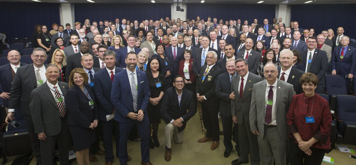 VP45's tweet photo. Honored to meet with local and state leaders who serve veterans in 49 states at the @WhiteHouse Veterans Affairs Conference. Working with these great veterans, @POTUS and I will make sure our heroes get the benefits &amp; healthcare they EARNED! https://t.co/CKUNfCYDGg