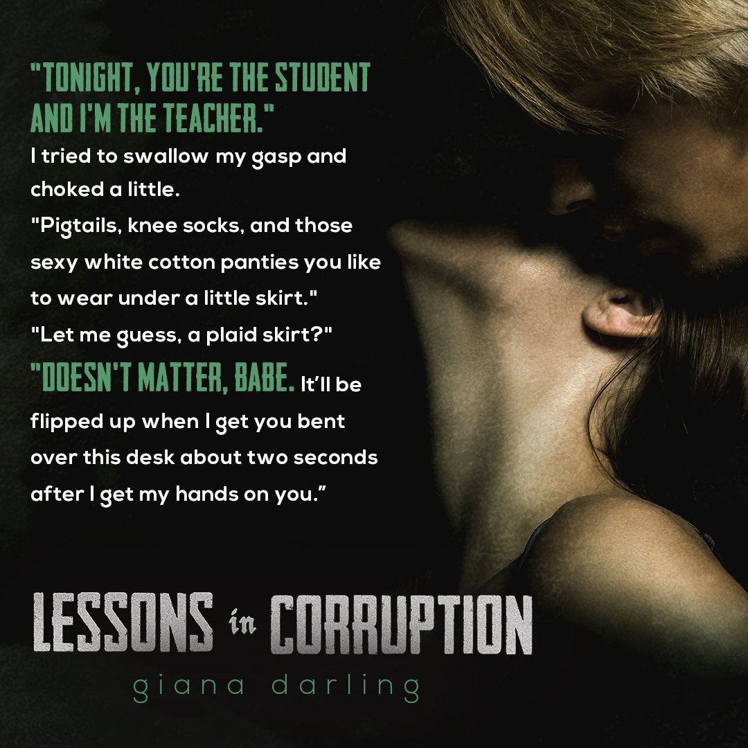TheNextStepPR's tweet photo. 🍏 #LessonsInCorruption 🍏
#NewPromo @GianaDarling #Release 12/1
#Erotic #Forbidden #MCRomance
SignUp → https://t.co/RXsSZcTLbG https://t.co/BcYCNQcm4I