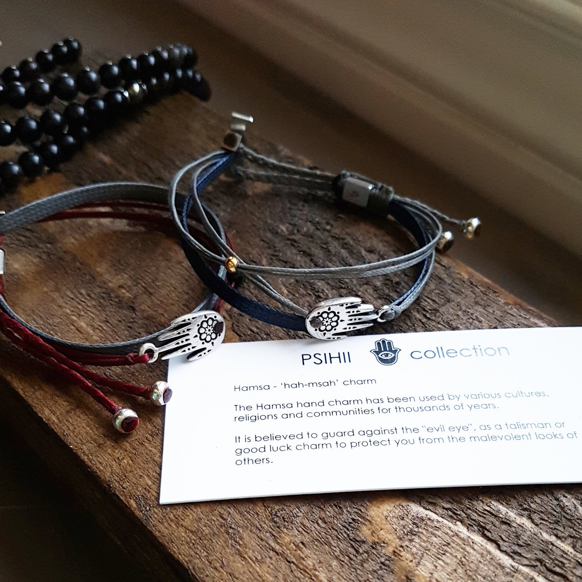 PSIHII's tweet photo. Here's a secret! Sales still on at https://t.co/wCxVZAF64l  Handmade bracelet designs #hamsa #evileye #thesix https://t.co/qsERXgcE82