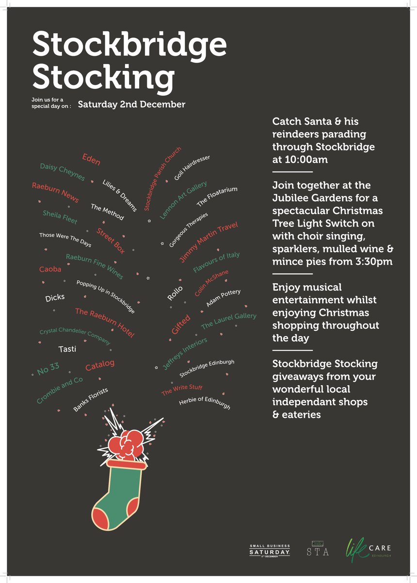 StockbridgeLoc's tweet photo. Would you like to see the Xmas Tree Light Switch, meet Parading Santa and drink delicious mulled wine? Join the Spectacular #StockbridgeStocking on Saturday the 2nd of December! We are looking forward to the event full of delights, aren't you ? :^ https://t.co/AhVANmv6g2