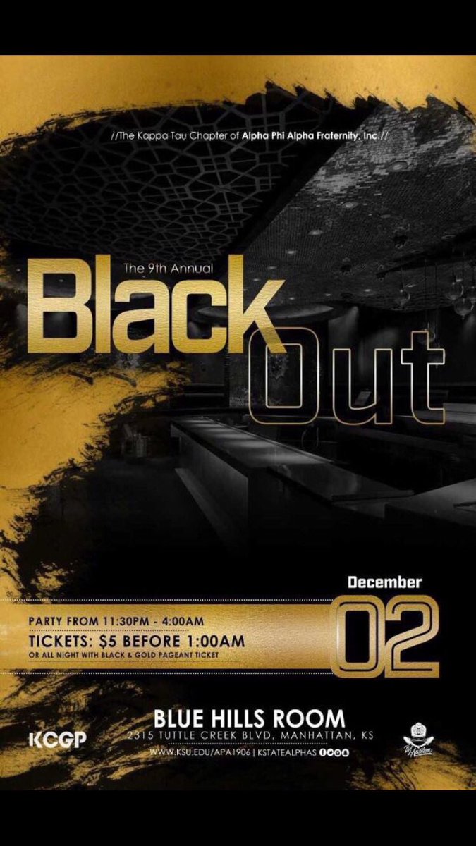 Melicellaneous's tweet photo. They said you can get in the party for $5 all night with your Miss Black &amp; Gold ticket? 🤔👀 Make sure to find a contestant &amp; get your ticket! Saturday is about to be lit! @KStateAlphas https://t.co/TzhBq3jeEJ