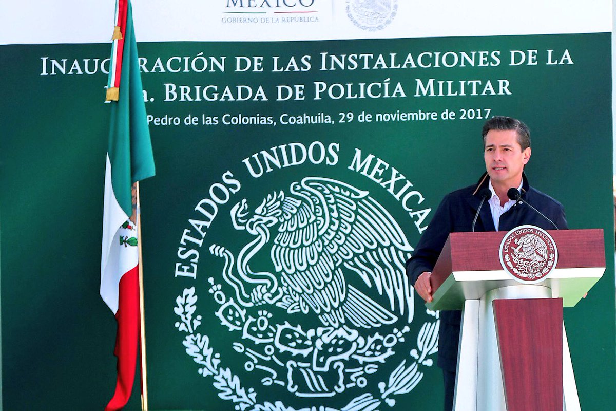 mrikelme's tweet photo. Presente en la inauguración de las instalaciones de la 11/a. Brigada de Policía Militar,  en #SanPedro puestas en marcha por el Presidente @EPN @rubenmoreiravdz @AispuroDurango #CoahuilaEnPaz https://t.co/AT50ElZIV5